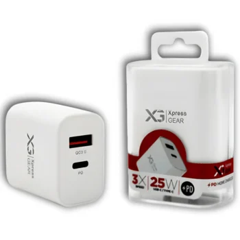 Xpress Gear 25W Dual Port Charger — USB-C PD + USB Adapter